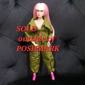 12 inch Doll 2 Piece Olive Cargo Oufit (ONLY OUTFIT, NO DOLL)
